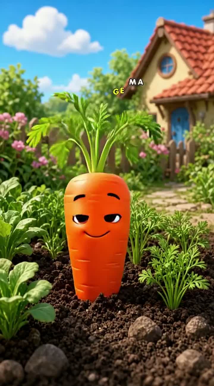 Un morcov cu față Animated cartoon with smooth animation… — AI cartoon