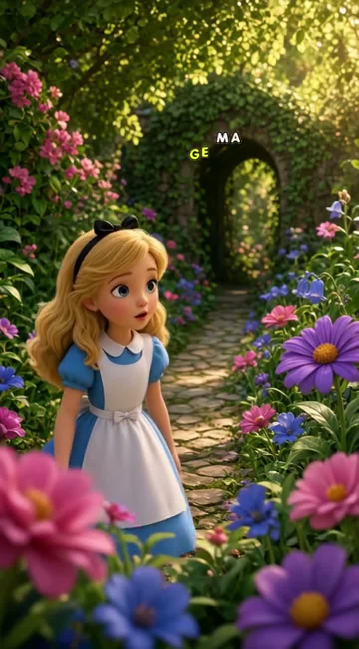 Magical 3D animated children's short film inspired by Alice… — AI cartoon