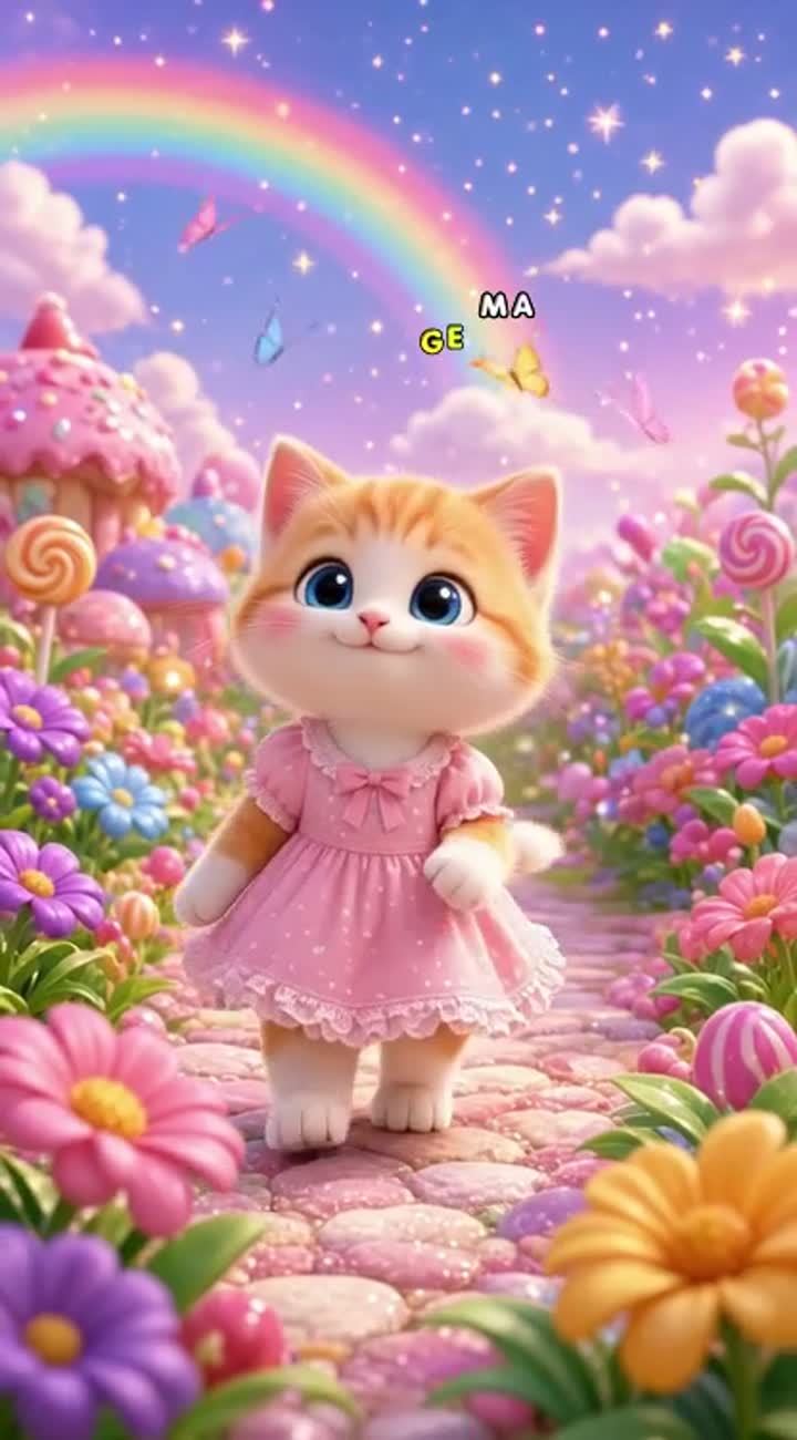 Cute 3D animated cartoon video of a tiny orange-and-white kitten… — AI cartoon