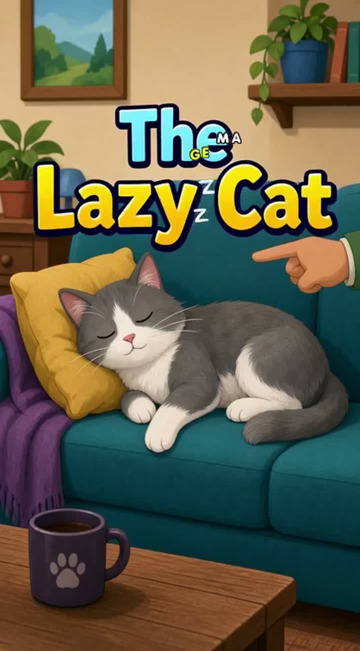 The Lazy Cat — AI cartoon