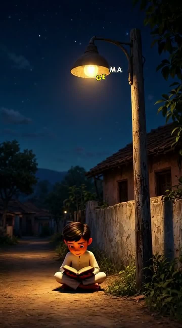 Emotional 3D cartoon story in Hindi called "Aakhri Roshni" — AI cartoon