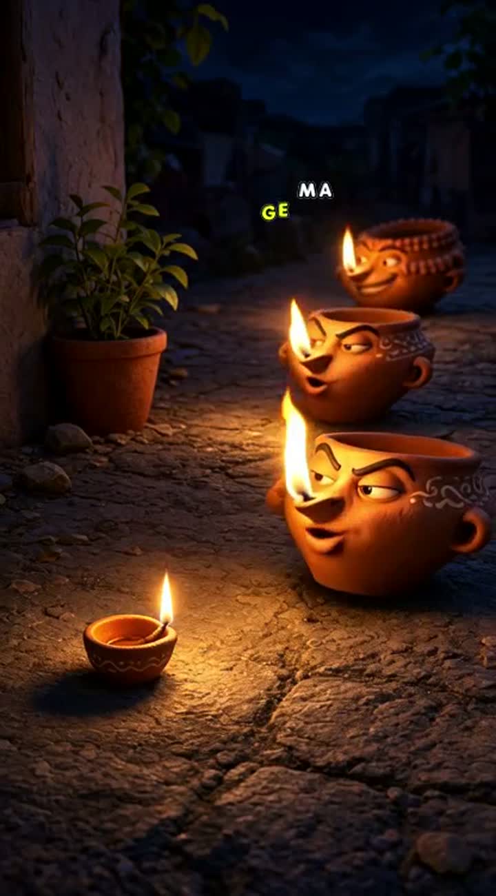 A tiny clay oil lamp with a small flame is often mocked… — AI cartoon
