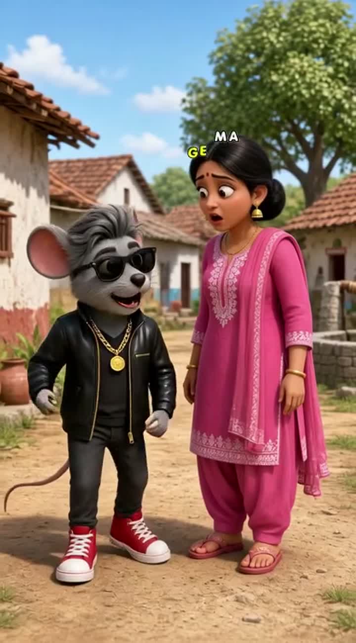 A grey gangster mouse wearing exactly the same black jacket… — AI cartoon