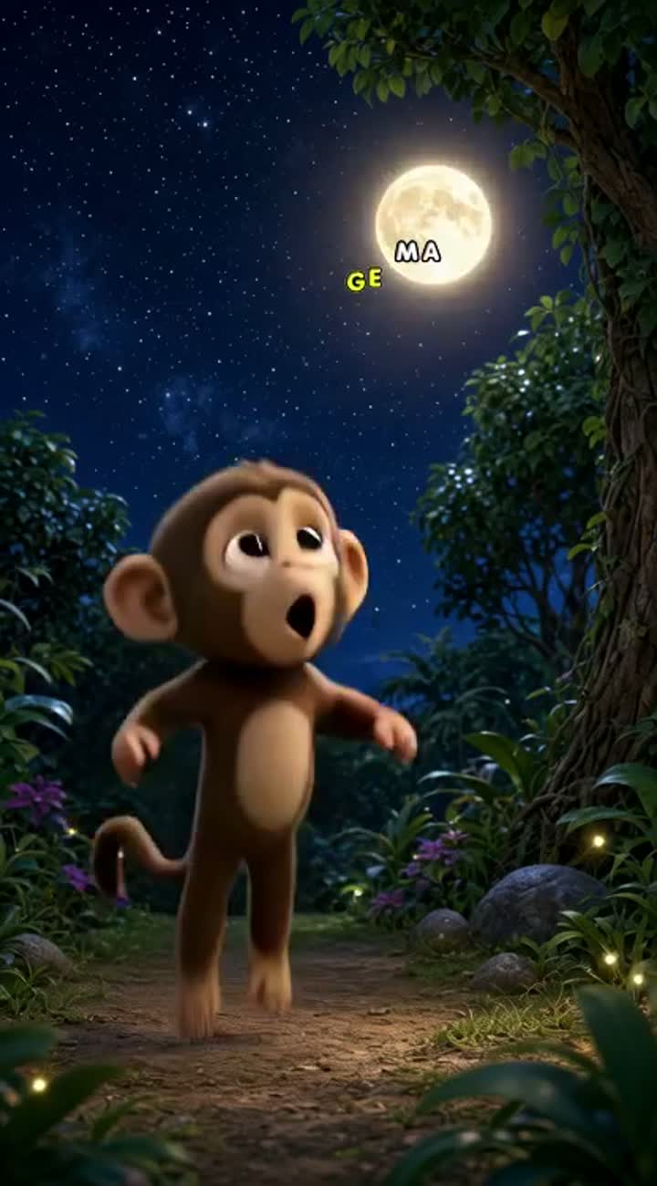 The Baby Monkey Who Stole the Moon! — AI cartoon