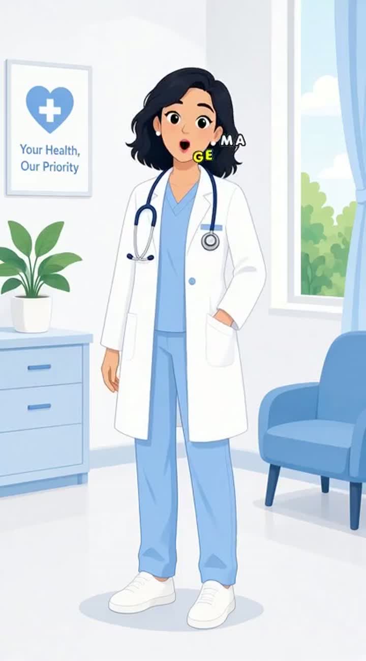 Professional 2D flat vector cartoon female doctor… — AI cartoon