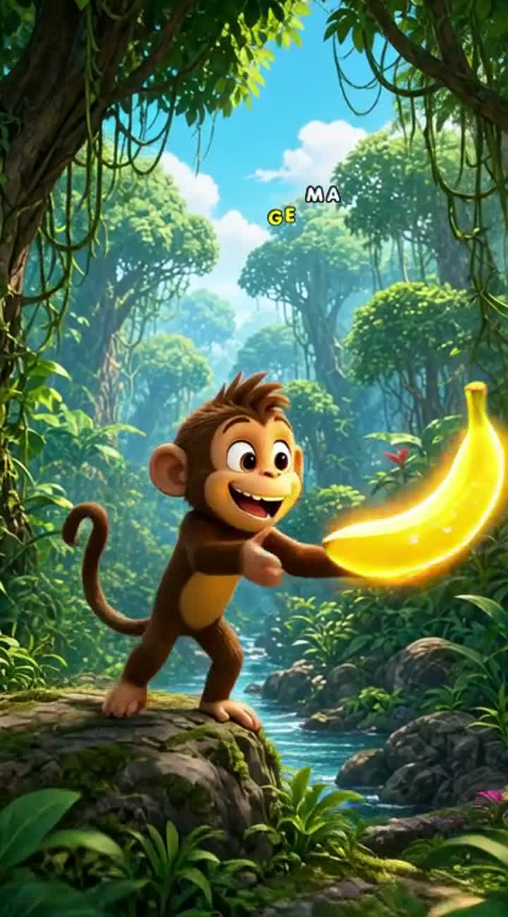 Chintu, a mischievous monkey living in a jungle — AI cartoon