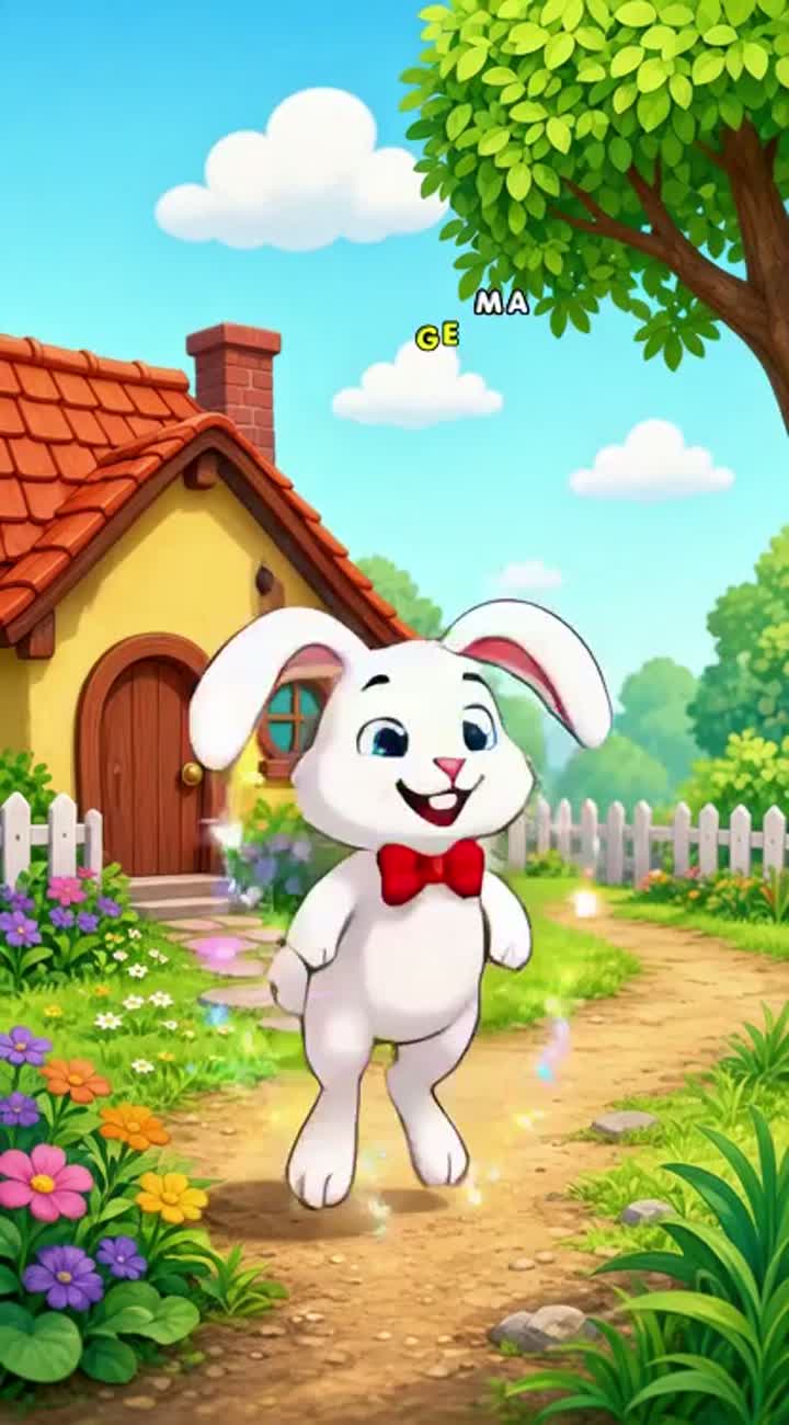 From a rabbit suddenly pops into view and says in Arabic… — AI cartoon