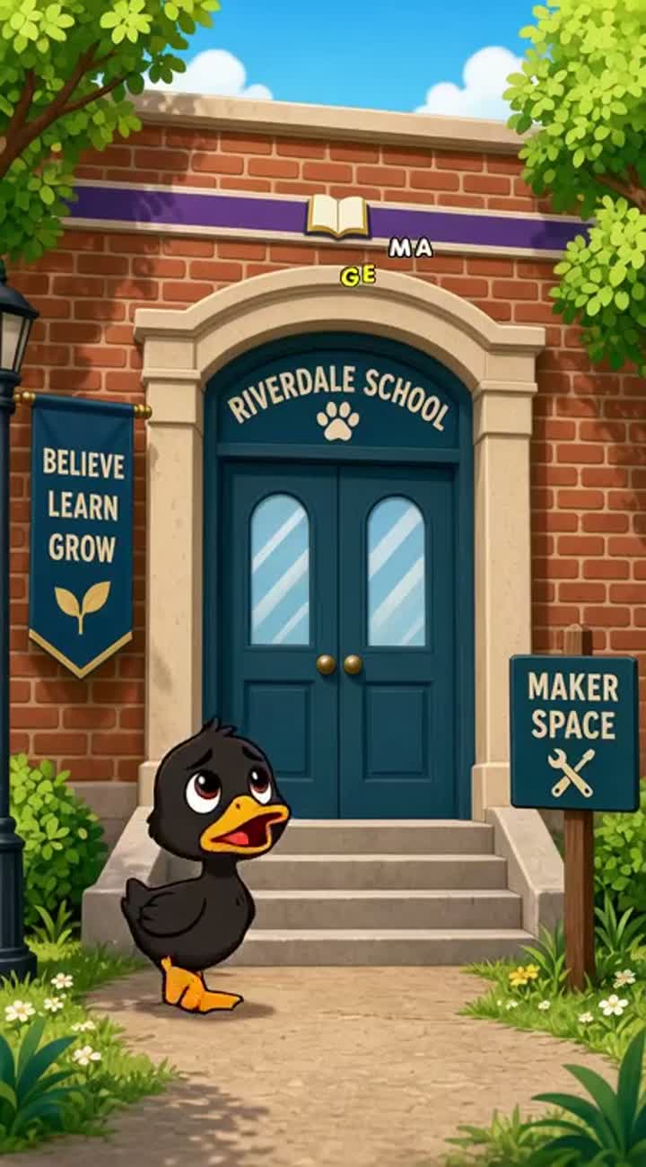 A little black duck named Noah who struggled in school — AI cartoon