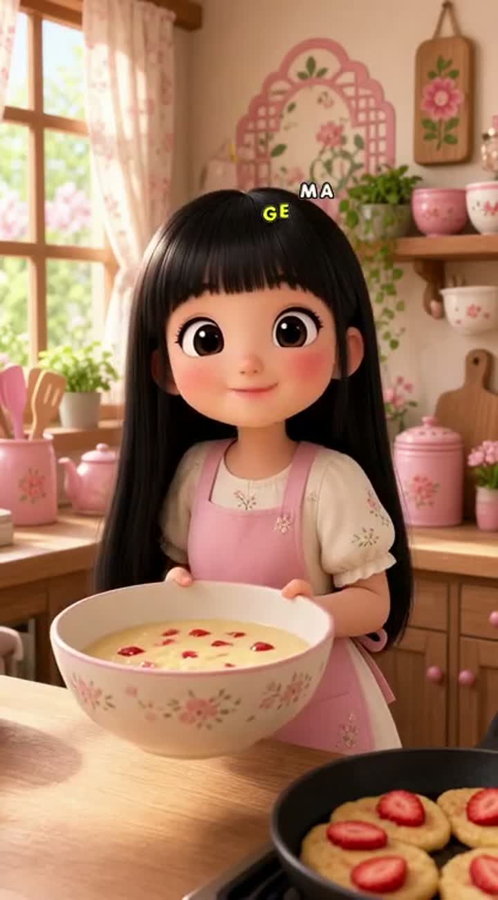 Complete high-quality 3D cartoon cooking animation featuring… — AI cartoon