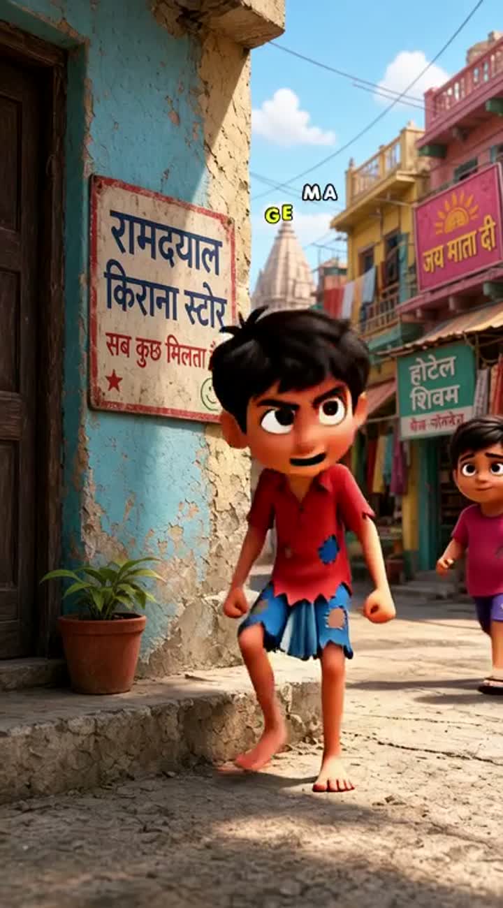 Funny 3D cartoon video of a poor Indian boywho tries to impress… — AI cartoon