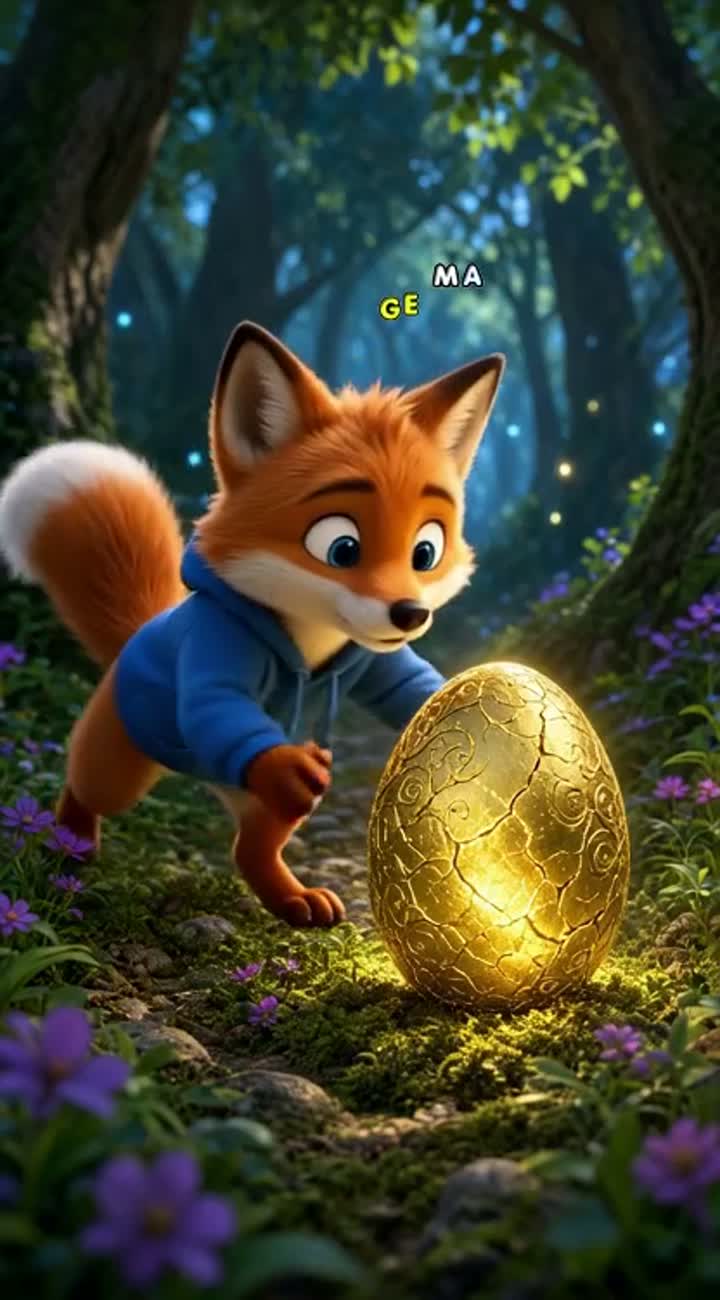 The main character is a cute orange fox with blue eyes wearing… — AI cartoon
