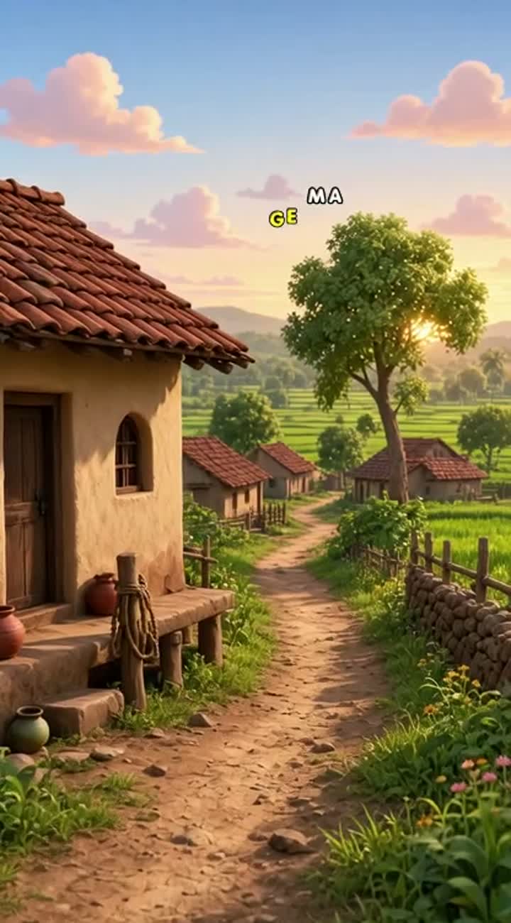 3D animated cartoon story in Hindi about a poor village boy… — AI cartoon