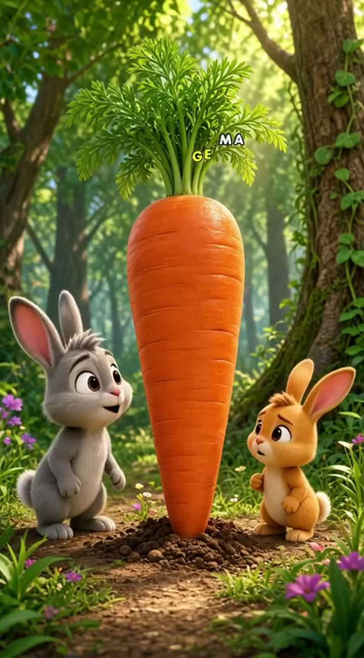 A cheerful, expressive forest setting features Bundoq, a rabbit… — AI cartoon