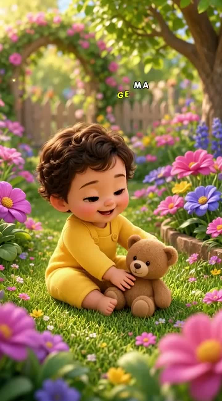 A cute original 3D cartoon baby wearing a yellow romper… — AI cartoon