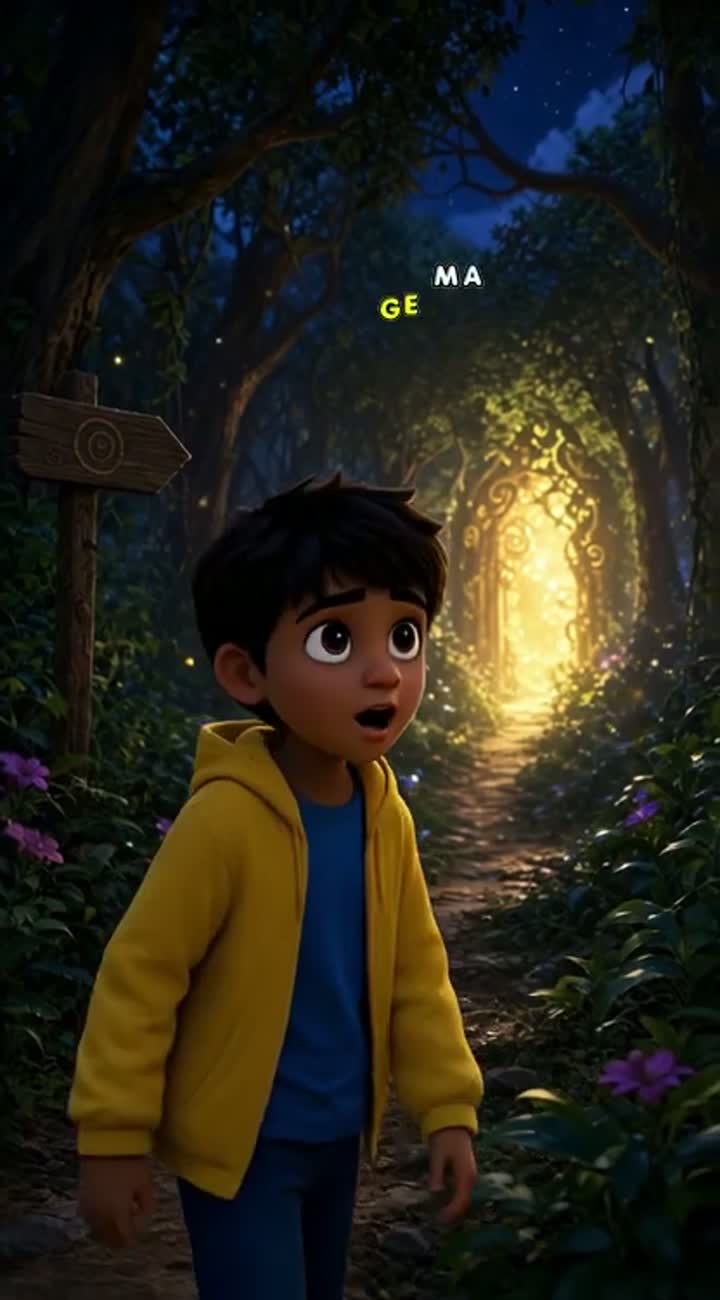 Colorful 3D animated Hindi children's cartoon movie titled "आरव और… — AI cartoon
