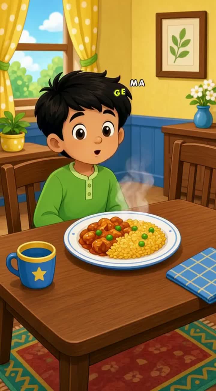 The Power of Saying Bismillah — AI cartoon