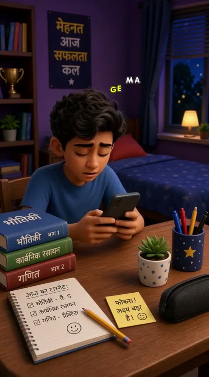 Funny 3D cartoon video of an Indian student who sits down… — AI cartoon