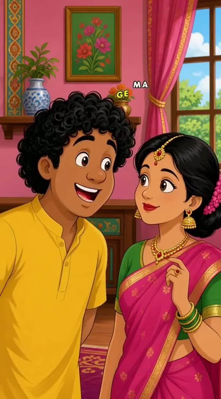 Scene 1: Cartoon Gopal, a man with curly hair… — AI cartoon