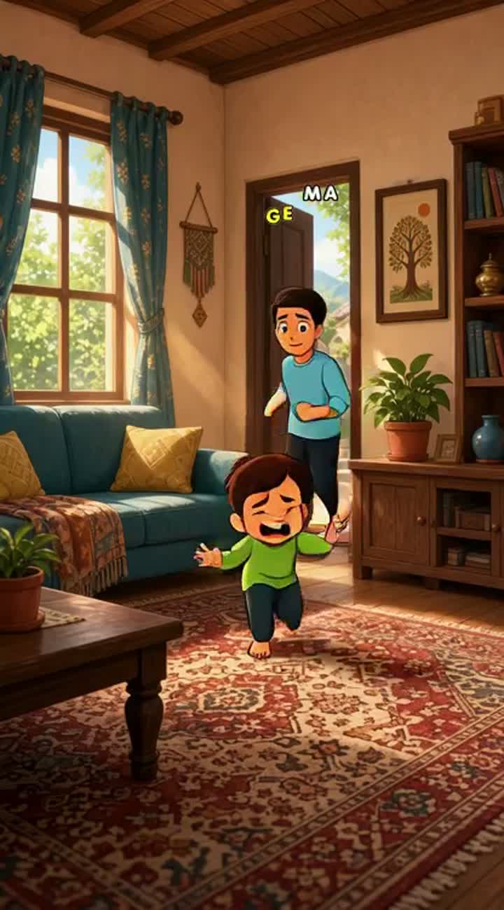 Ali and Ahmed, two brothers, live together in a loving home — AI cartoon