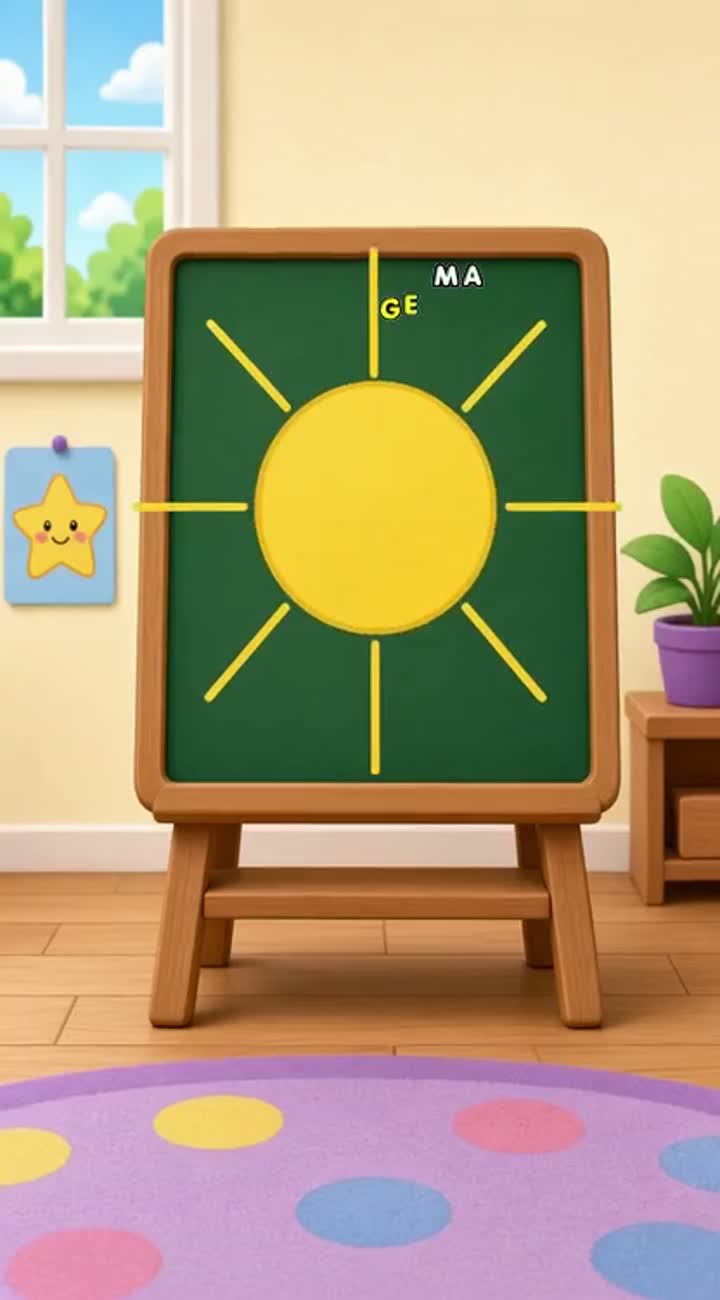 Next, we draw the sun's rays — AI cartoon
