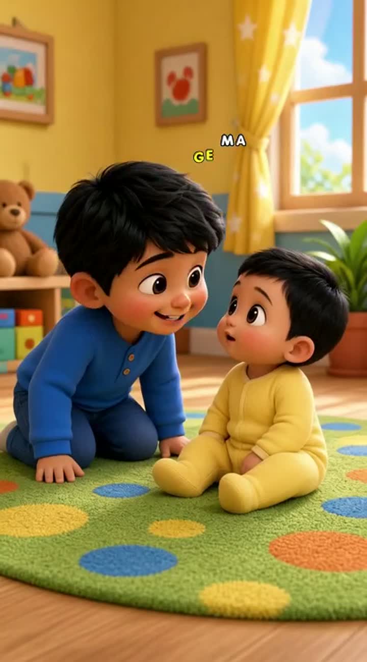 Cute, colorful 3D cartoon of two adorable brothers — AI cartoon