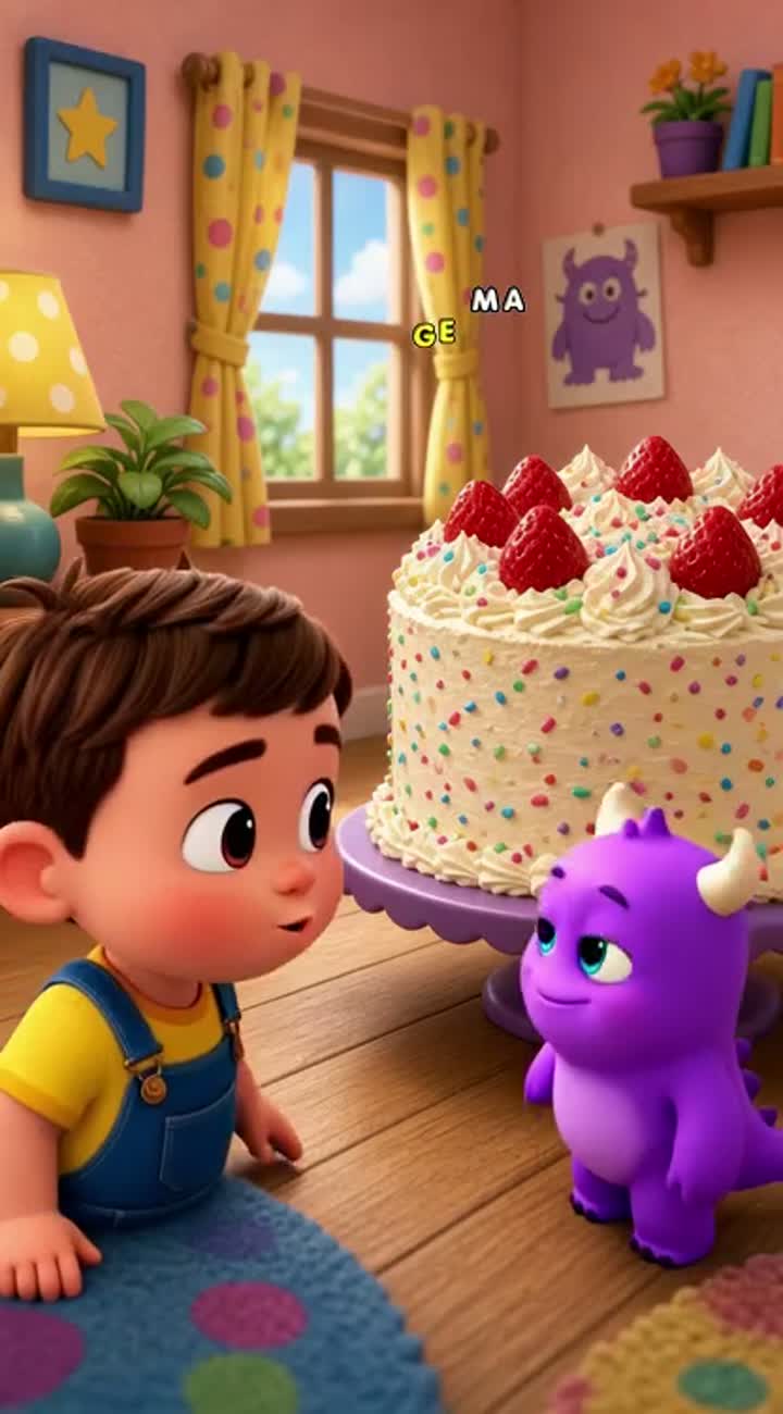 Bobo vs. the Giant Cake! — AI cartoon