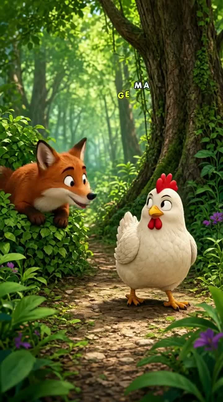 A vibrant, colourful animated cartoon set in a lush green forest… — AI cartoon