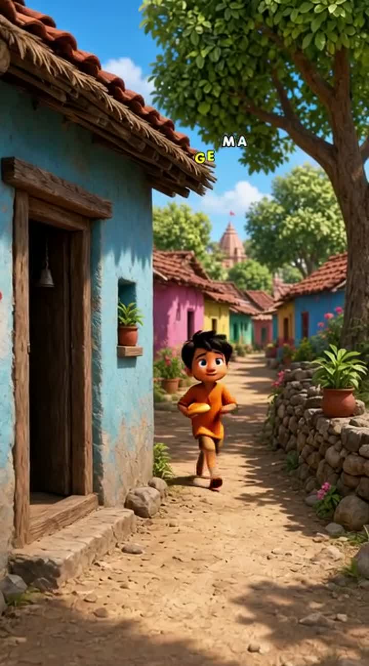 Beautiful 3D cartoon about a poor Indian boy named Raju — AI cartoon