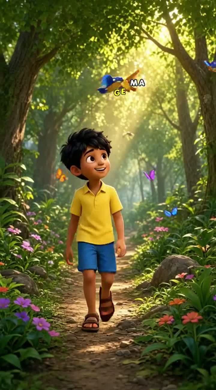 Chintu is a cute 10-year-old Indian village boy with black hair… — AI cartoon