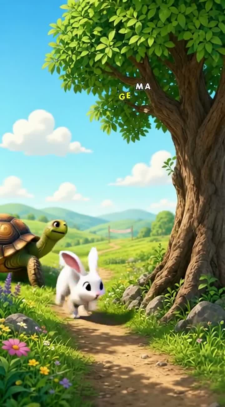 Once upon a time, a rabbit and a tortoise decided to race — AI cartoon