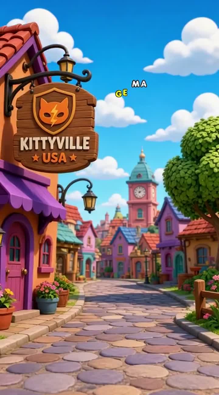 A funny animated cartoon for kids about a little orange cat… — AI cartoon