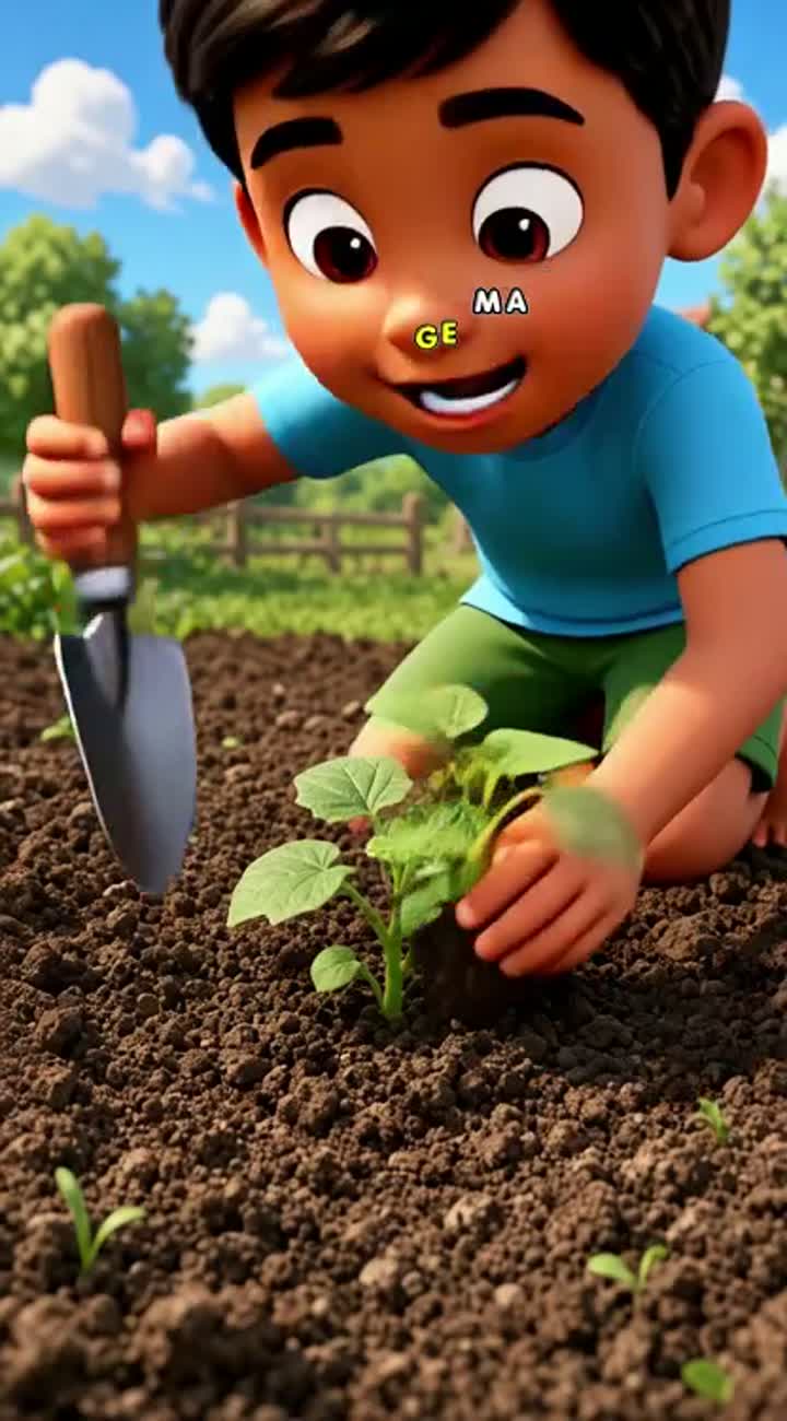 Rahul carefully plants vegetable seedlings… — AI cartoon