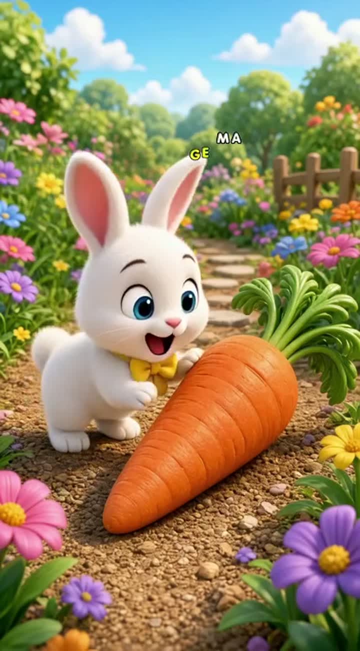 A cute white baby bunny with big blue eyes and a yellow bow tie… — AI cartoon
