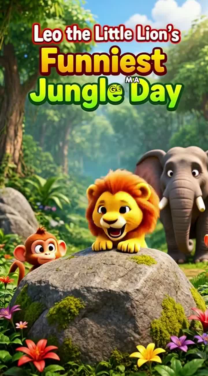Leo the Little Lion's Funniest Jungle Day. Copy everything below and p — AI cartoon