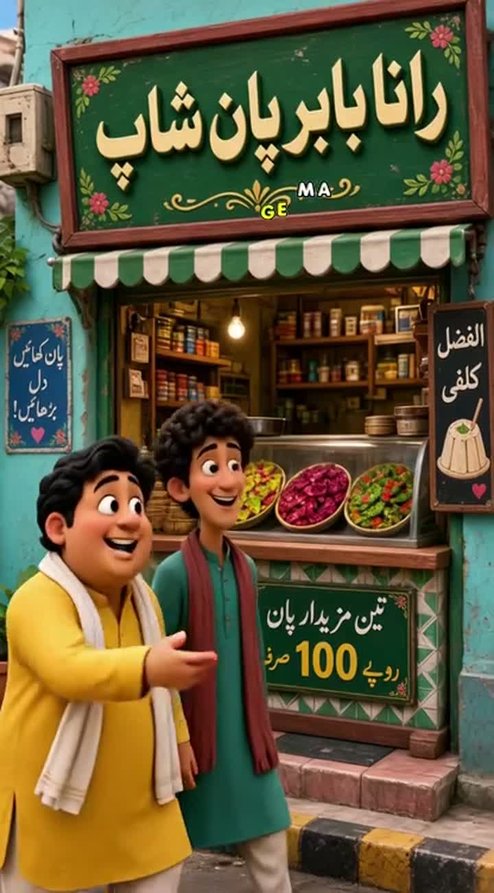 Funny 3D cartoon of two chubby and slim friends visiting… — AI cartoon