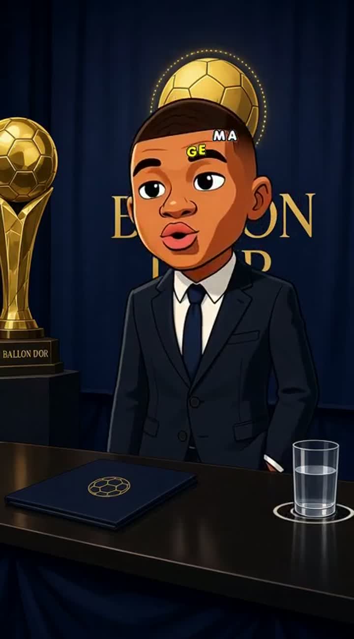 Discours de Kylian Mbappé pour Lamine Yamal - Ballon d'Or — AI cartoon