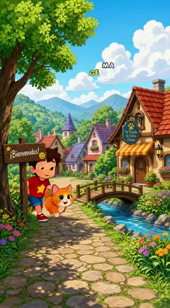 Las Aventuras de Adriel y Michi Animated cartoon with smooth… — AI cartoon