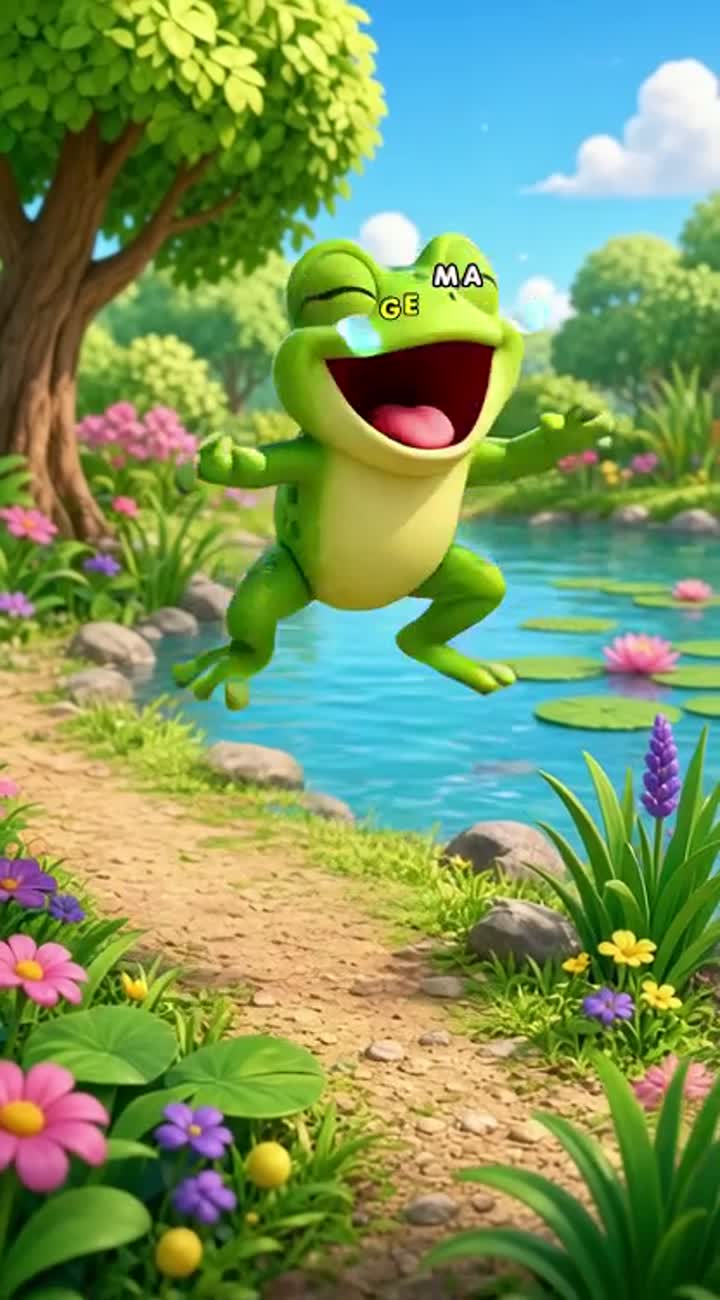 Complete animated nursery rhyme YouTube Short titled "The Frog… — AI cartoon