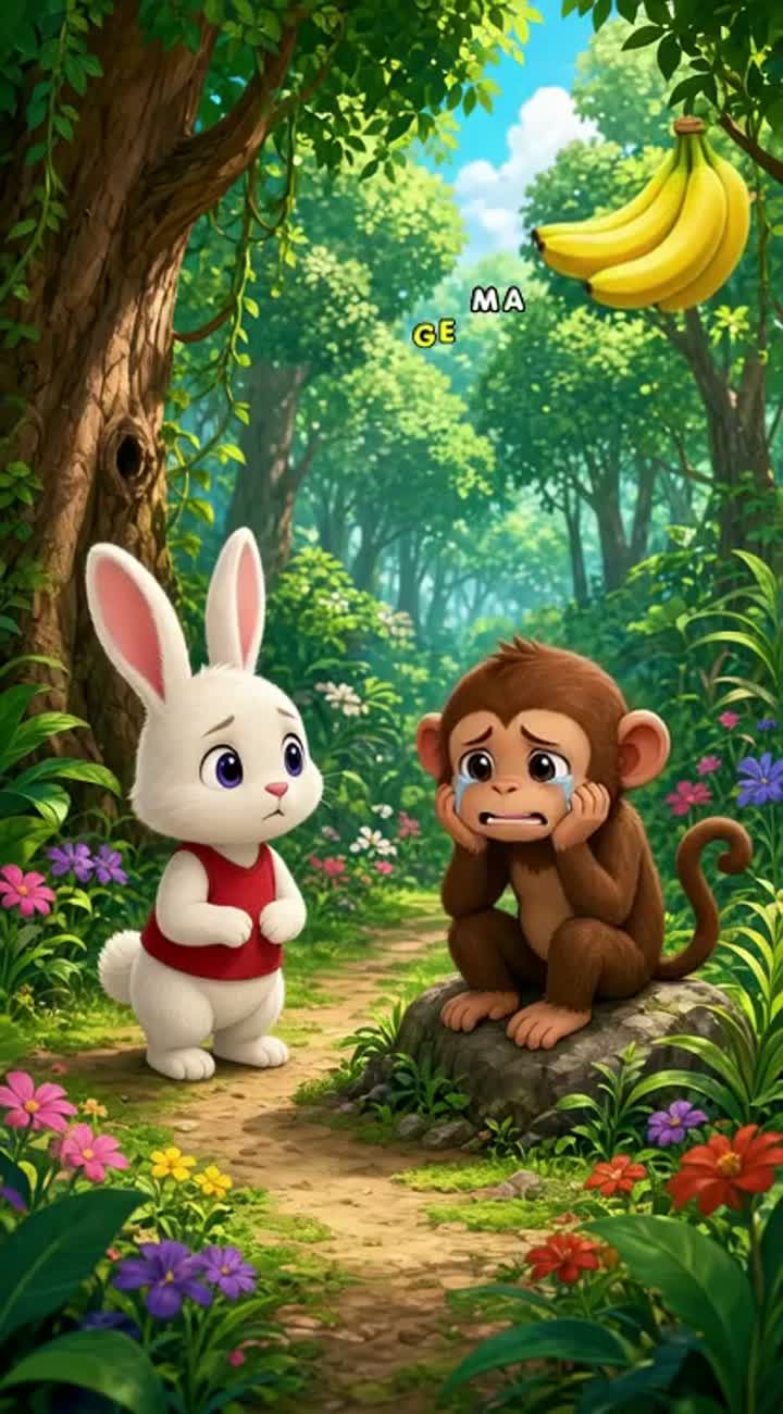 In a beautiful, lush green forest, Chintu… — AI cartoon