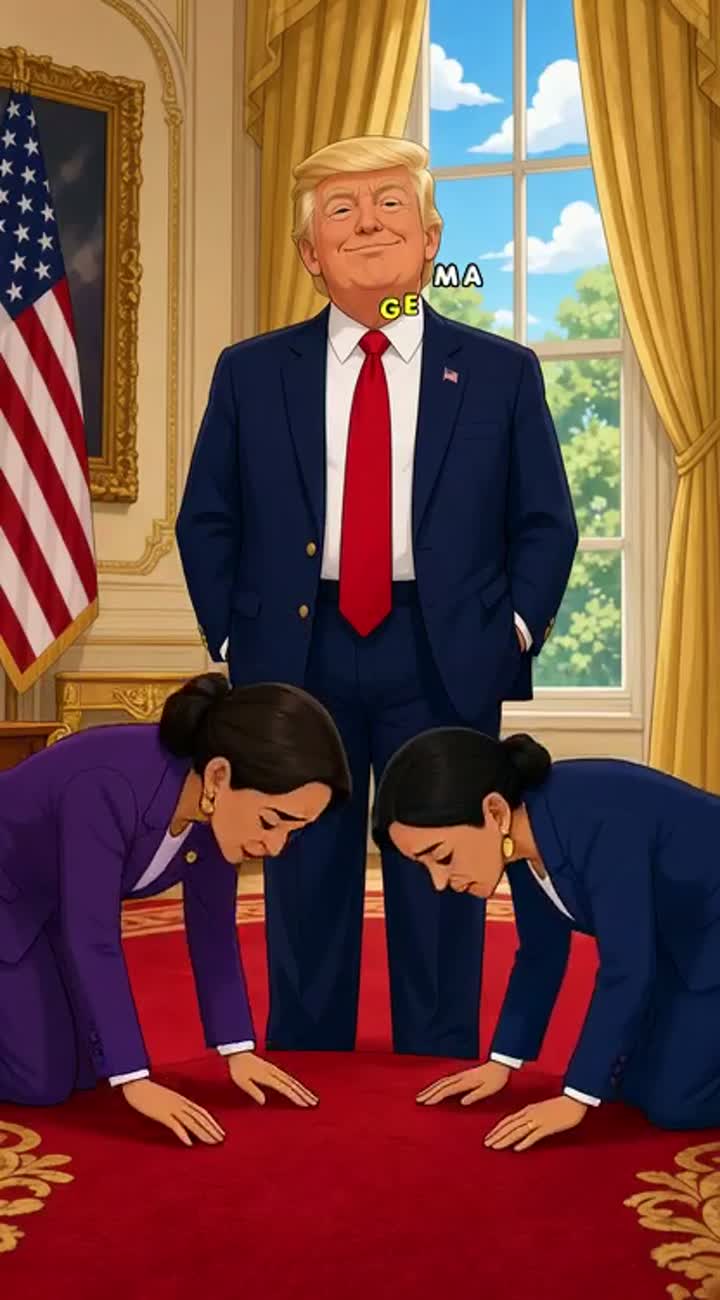 I cartoon if kamla bissassar and delcy rodriguez bowing down… — AI cartoon