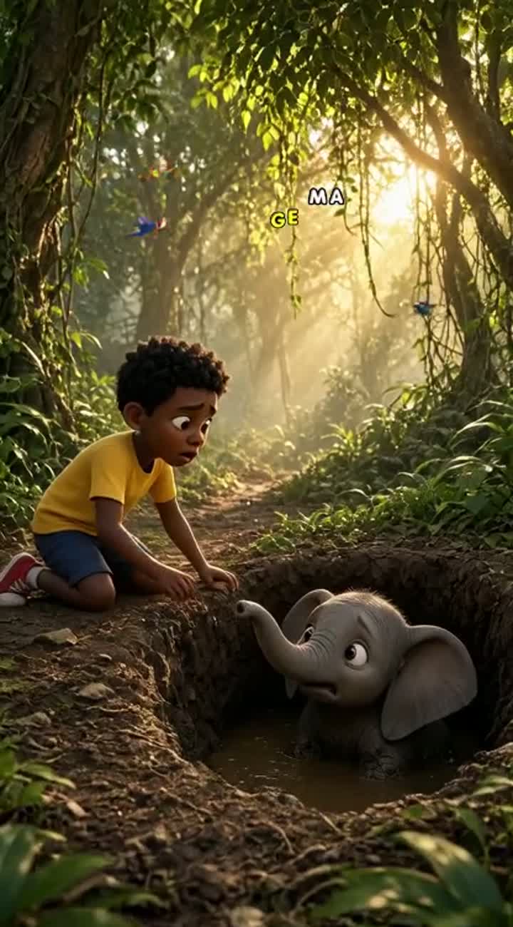 A beautiful cinematic 3D animated cartoon set in a lush African… — AI cartoon