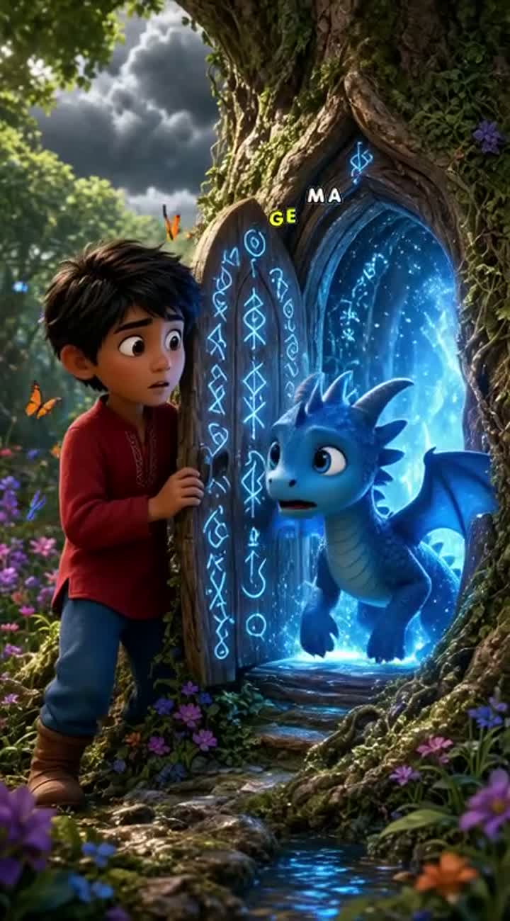 A vibrant, beautifully animated 3D cartoon fantasy adventure… — AI cartoon
