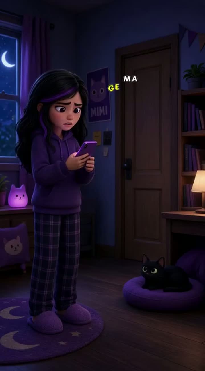 Crie um desenho animado 3D de suspense chamado "A Mensagem das 3… — AI cartoon