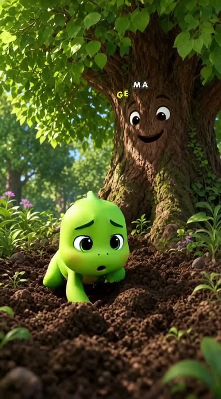 Every day, Dudu would crawl along, digging into the soil — AI cartoon