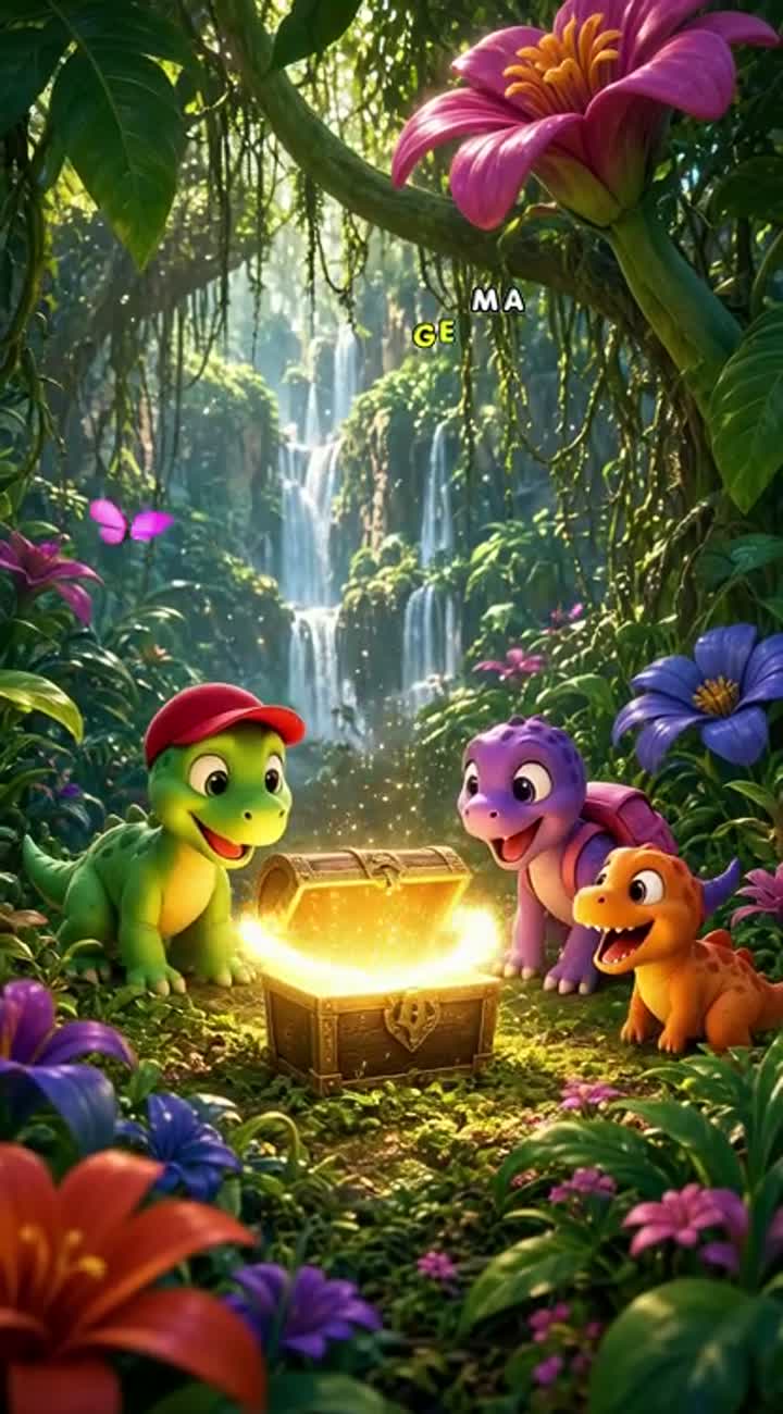 Vibrant, high-quality 3D animated children's cartoon in a vertical… — AI cartoon