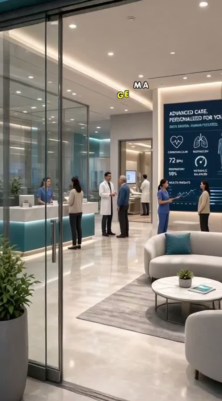 Set inside a fully modeled modern medical clinic… — AI cartoon