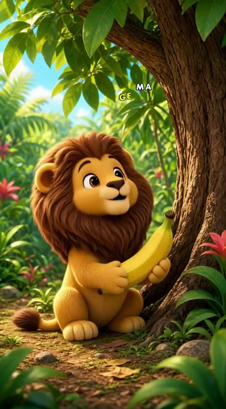 The Hungry Lion — AI cartoon