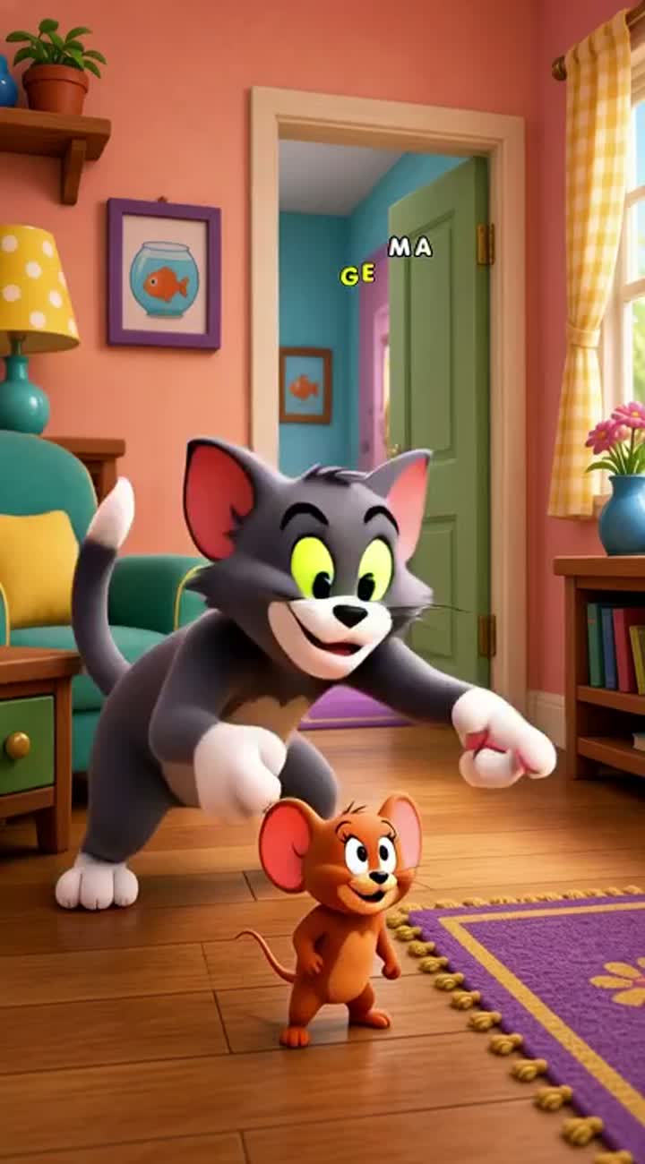Funny 3D animated cartoon video inspired by classic cat-and-mouse… — AI cartoon