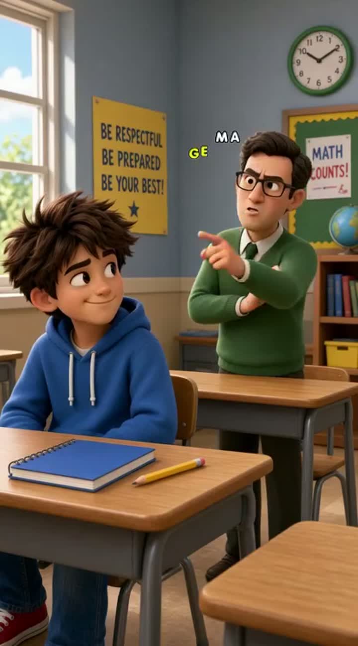 Funny 3D animated school comedy for American YouTube Shorts — AI cartoon