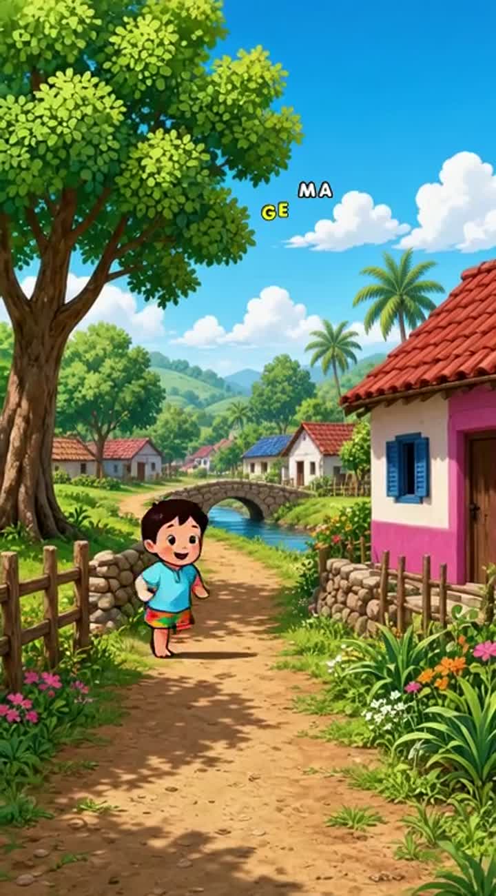 Early childhood life of village Animated cartoon with smooth… — AI cartoon